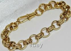 9ct Yellow Gold On Silver Belcher Bracelet Mens 9 Inch