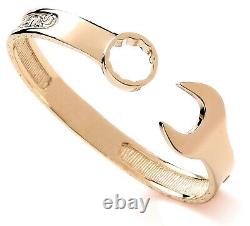 9ct Yellow Gold On Silver Men's Heavy Spanner Bangle