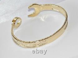 9ct Yellow Gold On Silver Men's Heavy Spanner Bangle