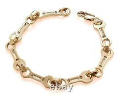 9ct Yellow Gold On Silver Men's Spanner Bracelet 8.5 Inch Uk Made