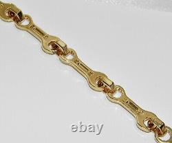 9ct Yellow Gold On Silver Men's Spanner Bracelet 8.5 Inch Uk Made