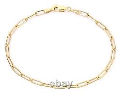 9ct Yellow Gold Paperclip Chain Ladies Bracelet 7.75 inch Oval Link 3mm Width