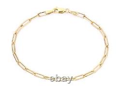 9ct Yellow Gold Paperclip Chain Ladies Bracelet 7.75 inch Oval Link 3mm Width