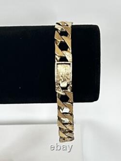 9ct Yellow Gold Plain and Patterned Curb Bracelet