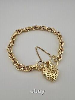 9ct Yellow Gold Price Of Wales Padlock Bracelet 7.5 INCH Fully Hallmarked