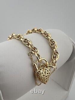 9ct Yellow Gold Price Of Wales Padlock Bracelet 7.5 INCH Fully Hallmarked