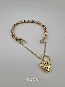 9ct Yellow Gold Price Of Wales Padlock Bracelet 7.5 INCH Fully Hallmarked