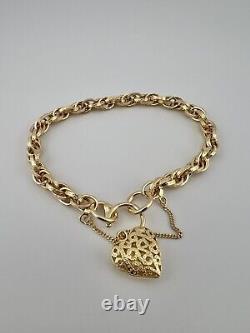 9ct Yellow Gold Price Of Wales Padlock Bracelet 7.5 INCH Fully Hallmarked