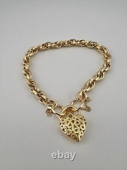 9ct Yellow Gold Price Of Wales Padlock Bracelet 7.5 INCH Fully Hallmarked