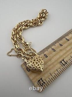 9ct Yellow Gold Price Of Wales Padlock Bracelet 7.5 INCH Fully Hallmarked