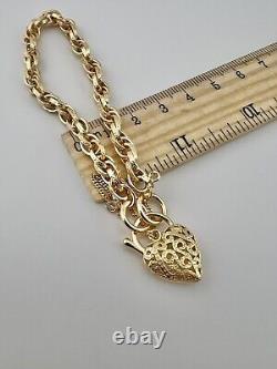 9ct Yellow Gold Price Of Wales Padlock Bracelet 7.5 INCH Fully Hallmarked