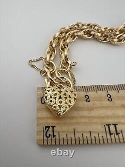 9ct Yellow Gold Price Of Wales Padlock Bracelet 7.5 INCH Fully Hallmarked