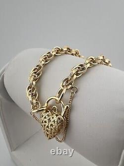9ct Yellow Gold Price Of Wales Padlock Bracelet 7.5 INCH Fully Hallmarked