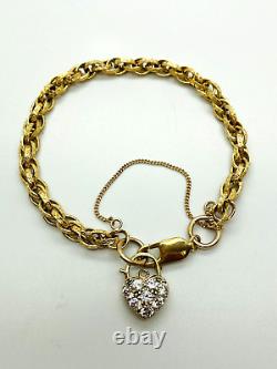 9ct Yellow Gold Prince of Wales Heart CZ Bracelet 5.5mm 8