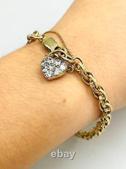 9ct Yellow Gold Prince of Wales Heart CZ Bracelet 5.5mm 8
