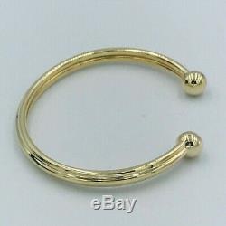 9ct Yellow Gold Ribbed Torque Bangle Bracelet #480