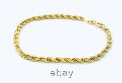 9ct Yellow Gold Rope Bracelet 19cm Long Spring Lock 1.9g Gold 375 Hallmarked