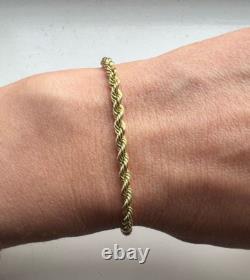 9ct Yellow Gold Rope Bracelet 19cm Long Spring Lock 1.9g Gold 375 Hallmarked