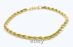 9ct Yellow Gold Rope Bracelet 19cm Long Spring Lock 1.9g Gold 375 Hallmarked