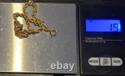 9ct Yellow Gold Rope Bracelet 19cm Long Spring Lock 1.9g Gold 375 Hallmarked