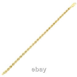 9ct Yellow Gold Rope Bracelet 7.5 Inch Uk Hallmarked 4mm Width
