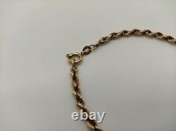 9ct Yellow Gold Rope Bracelet 8 Inches Weighs 3.43 Grams