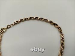9ct Yellow Gold Rope Bracelet 8 Inches Weighs 3.43 Grams