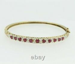 9ct Yellow Gold Ruby & Diamond Bracelet Bangle