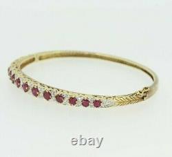 9ct Yellow Gold Ruby & Diamond Bracelet Bangle