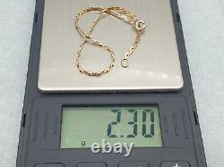 9ct Yellow Gold Serpentine Chain Bracelet 9K Shiny Bracelet 2mm Wide 7 HM 2.3g