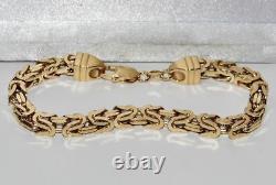 9ct Yellow Gold & Silver 5mm Square Byzantine Link Men's 8.5 inch Bracelet