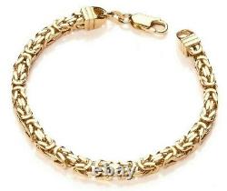 9ct Yellow Gold & Silver Square Byzantine Link LADIES 7.5 inch Bracelet