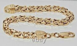 9ct Yellow Gold & Silver Square Byzantine Link LADIES 7.5 inch Bracelet