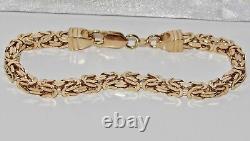 9ct Yellow Gold & Silver Square Byzantine Link LADIES 7.5 inch Bracelet