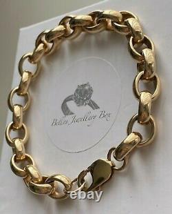 9ct Yellow Gold Solid Men's Heavy Plain Belcher Bracelet 48g 8.5 Inch Hallmarked