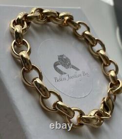 9ct Yellow Gold Solid Men's Heavy Plain Belcher Bracelet 48g 8.5 Inch Hallmarked
