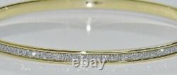 9ct Yellow Gold Sparkling Moondust Ladies Hinged Bangle Uk Hallmarked