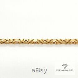 9ct Yellow Gold Square Byzantine Chain Bracelet Size 7.5