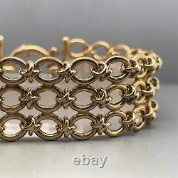 9ct Yellow Gold Three Row Round Link Bracelet