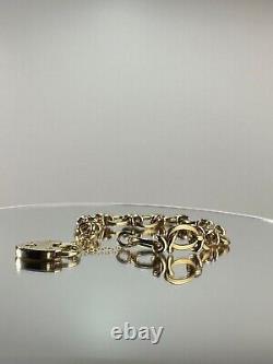 9ct Yellow Gold Unique Link Bracelet 17cm + Heart Lock
