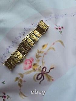 9ct Yellow Gold Vintage Egyptian Pannels Bracelet RARE 8 Inchs Long