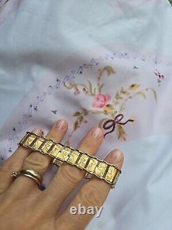 9ct Yellow Gold Vintage Egyptian Pannels Bracelet RARE 8 Inchs Long