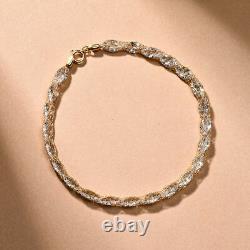 9ct Yellow Gold White Cubic Zirconia Chain Bracelet Size 7.5 Inches Wt. 1 Grams