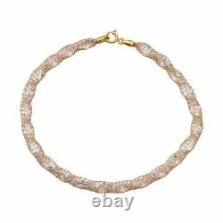 9ct Yellow Gold White Cubic Zirconia Chain Bracelet Size 7.5 Inches Wt. 1 Grams