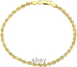 9ct Yellow Gold Women's 19 cm Stylish Entwined Rope Chain Bracelet By Elegano