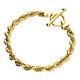 9ct Yellow Gold On Silver Ladies Chunky Rope Bracelet T Bar Fastening