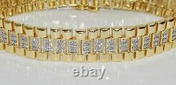 9ct Yellow Gold on Silver Ladies Diamond Rolex Watch Strap Bracelet