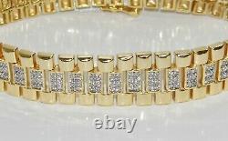9ct Yellow Gold on Silver Ladies Diamond Rolex Watch Strap Bracelet