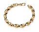 9ct Yellow Gold On Silver Ladies Tulip Bracelet 8mm Patterned Links 7.75 Inch