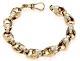 9ct Yellow Gold On Silver Men's Chunky Tulip Bracelet 10mm Width 9.25 Inch